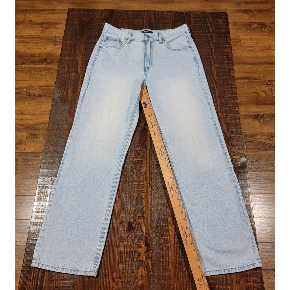 Aeropostale High Rise Baggy Jeans Womens 8R Light Wash Wide Leg Distressed Denim